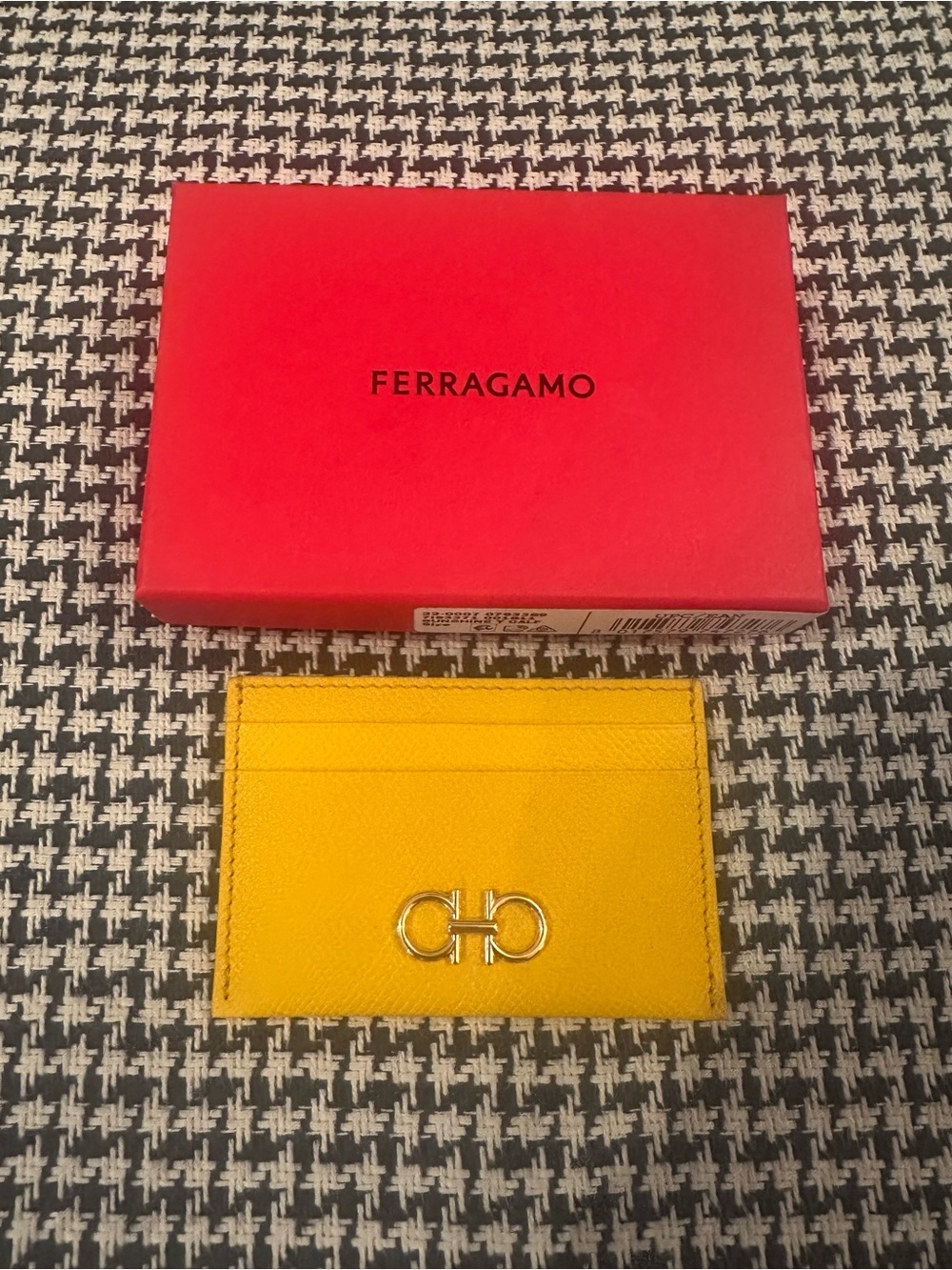 Salvatore Ferragamo Yellow Gancini Leather Card Holder